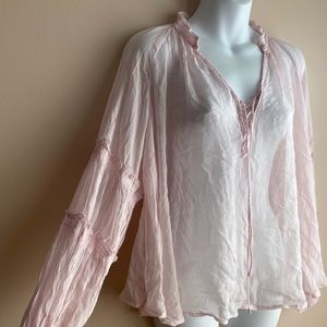 Free People ruffled peasant top in light pink